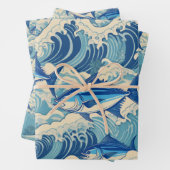 Thunfisch in Wellen - Ahi-Muster Geschenkpapier Set (Beispiel)