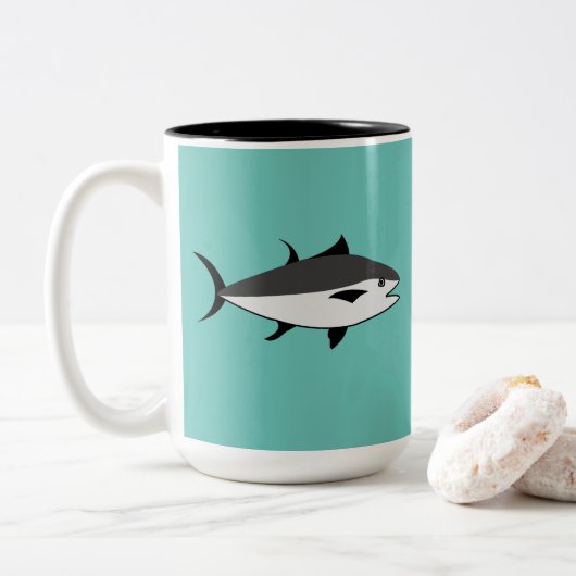 Thunfisch Lover Thunfisch Zweifarbige Tasse (Mit Donut)