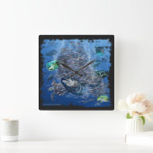 Thunfisch- und Ködermauer Quadratische Wanduhr (Zuhause)