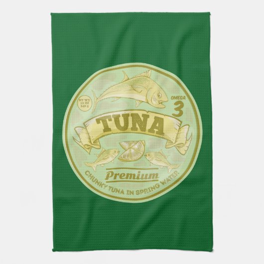 Thunfisch zum Pop von Dosenfisch Geschirrtuch (Vertikal)
