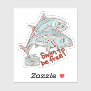 Thunfische, die eine Dose abwerfen Aufkleber