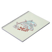 Thunfische, die eine Dose abwerfen Notizblock (Linke Seite)