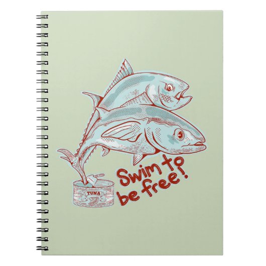 Thunfische, die eine Dose abwerfen Notizblock (Vorderseite)