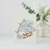 Thunfische, die eine Dose abwerfen Postkarte (Stehend Vorderseite)