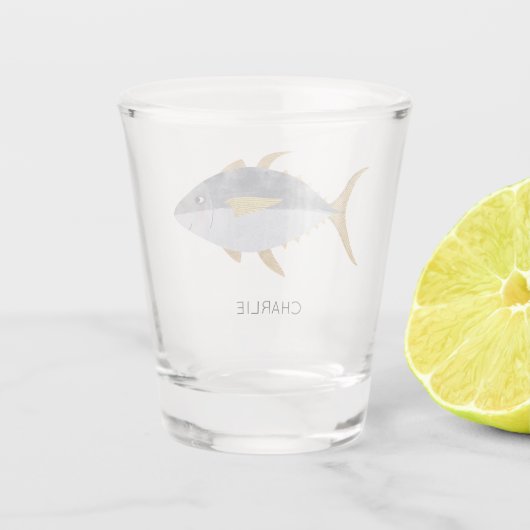 Thunfischfang Personalisiert Schnapsglas (Rückseite)