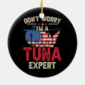 Thunfischfang Roter Thun Salzwasserfisch Angelrute Keramik Ornament (Hinten)