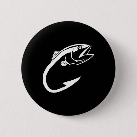 Thunfischhaken Minimal Fischer Mann Angler Liebhab Button (Vorderseite)