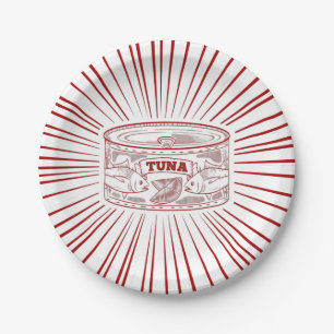 Thunfischretro-Dose Pappteller