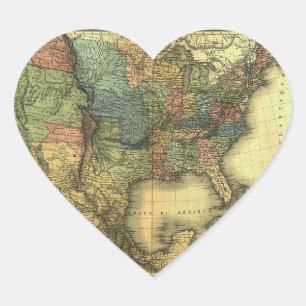 Thunot Duvotenay Karte 1848:  Etats-Unis u. Herz-Aufkleber