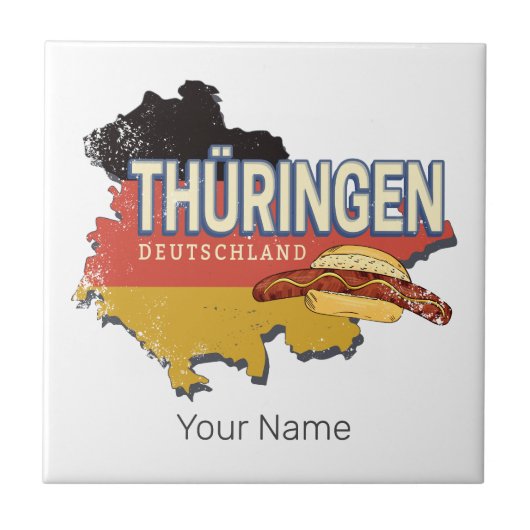 Thüringen Deutschland Retro Bundesstaatlicher Staa Fliese (Vorderseite)