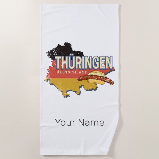 Thüringen Deutschland Retro Bundesstaatlicher Staa Strandtuch (Vorderseite)