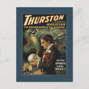 Thurston der große Magier hält Schädelmagie Postkarte