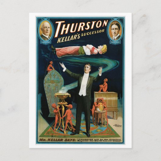 Thurston ~ Kellars Nachfolger des "Vintag Magic Ac Postkarte (Vorderseite)