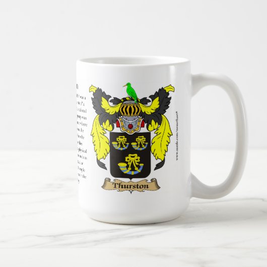 Thurston nennen, der Ursprung, die Bedeutung und Kaffeetasse (Rechts)