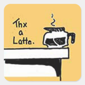 Thx a Latte Logo Quadratischer Aufkleber