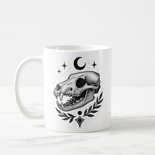 Thylacine Skull - Dotwork Tattoo Inspiriert Design Kaffeetasse (Links)