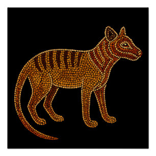 Thylacine Spirit - Traditionelle aborigine Dotschm Poster