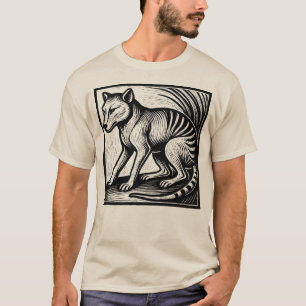 Thylacine Woodcut - Geist von Tasmanie im Vintagen T-Shirt