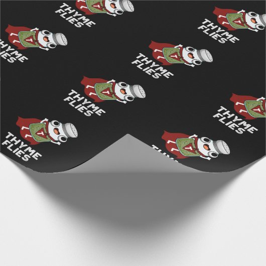 Thyme Flies Funny Herb Pun Dark BG Geschenkpapier (Ecke)