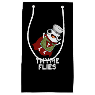 Thyme Flies Funny Herb Pun Dark BG Kleine Geschenktüte