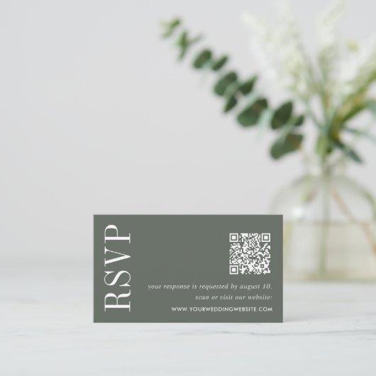 Thyme Green Wedding QR Code UAWG Begleitkarte (Stehend Vorderseite)