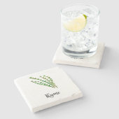 Thyme Herb Wasserfarbe Malerei Word Art Steinuntersetzer (Seitenansicht)