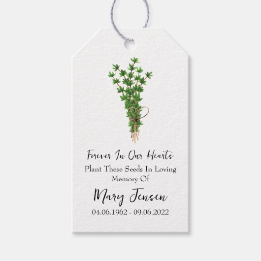 Thyme Seed Packet Gedenkfeier Geschenkanhänger (Vorderseite)