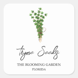 Thyme Seeds-Label Quadratischer Aufkleber