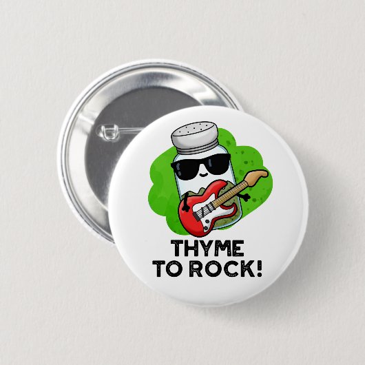 Thyme to Rock Funny Herb Pub Button (Vorne & Hinten)