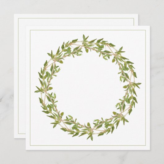 THYME WREATH 5,25" Square Flat Card Karte (Vorne/Hinten)