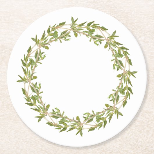 THYME WREATH Round Paper Untersetzer (Vorderseite)