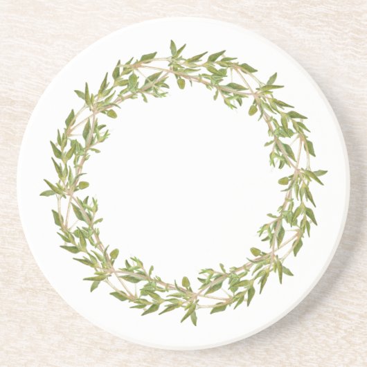 THYME WREATH Round Sandstone Untersetzer (Vorne)