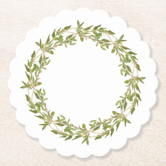 THYME WREATH Rund-Papier Untersetzer (Vorderseite)