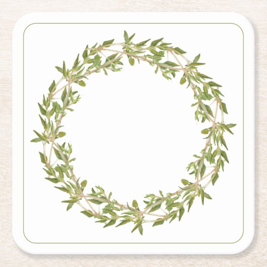 THYME WREATH Square Paper Untersetzer (Vorderseite)