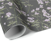 Thymian Floral Muster Dunkelgrau Wrapping Paper Geschenkpapier (Rolleneckpunkt)