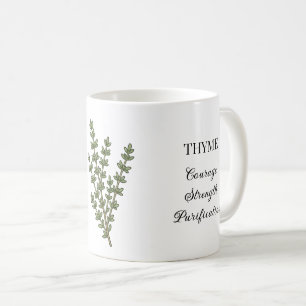 Thymian-Kräuter-Illustration und Anwendungen Kaffeetasse