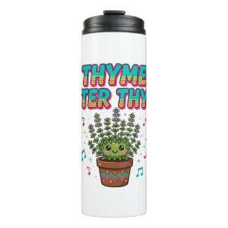 Thymian um Thymian Retro-Kräuter-Musik-Pun-Shirt Thermosbecher