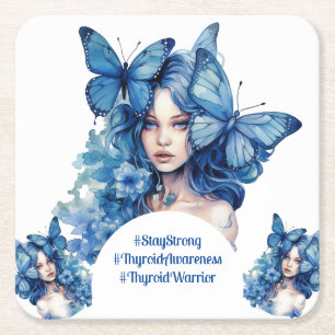 Thyroid Awareness-Hashtags Foto Inhaber Rechteckiger Pappuntersetzer