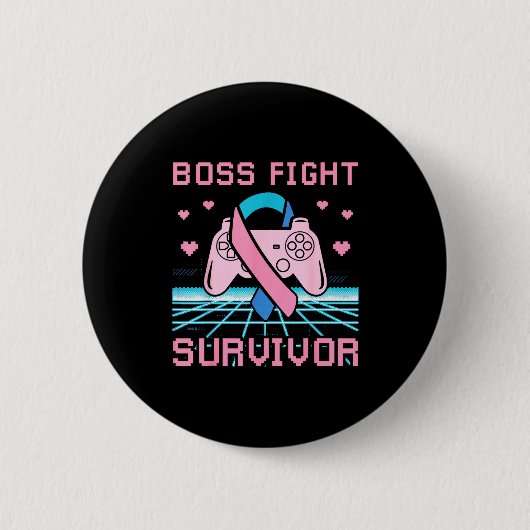 Thyroid Cancer Awareness Boss Fight Survivor Gamer Button (Vorderseite)