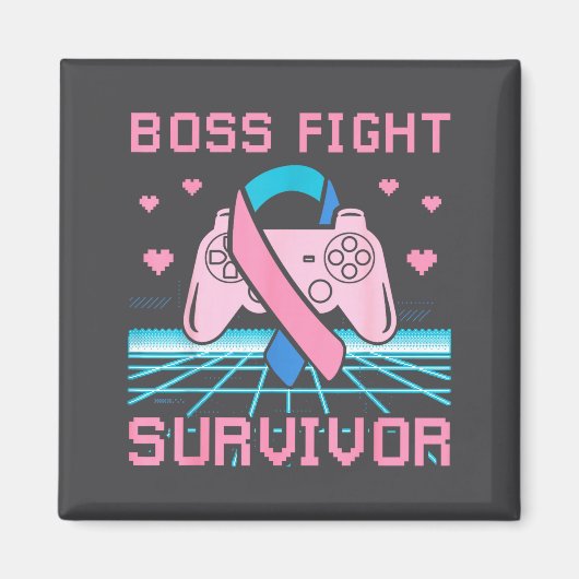 Thyroid Cancer Awareness Boss Fight Survivor Gamer Magnet (Vorne)