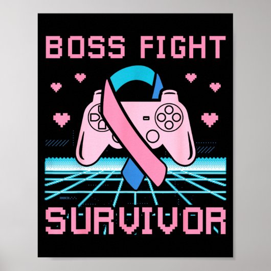 Thyroid Cancer Awareness Boss Fight Survivor Gamer Poster (Vorne)