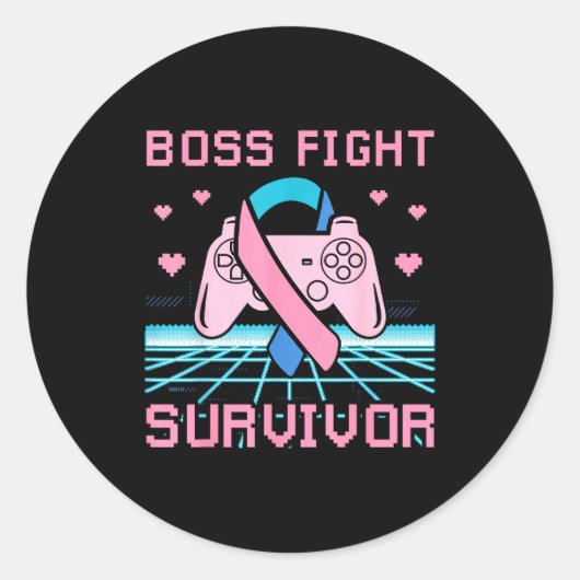 Thyroid Cancer Awareness Boss Fight Survivor Gamer Runder Aufkleber (Vorderseite)
