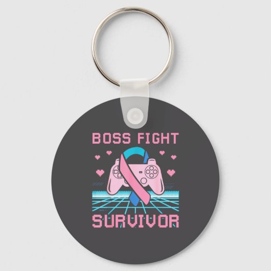 Thyroid Cancer Awareness Boss Fight Survivor Gamer Schlüsselanhänger (Vorderseite)
