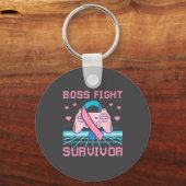 Thyroid Cancer Awareness Boss Fight Survivor Gamer Schlüsselanhänger (Vorderseite)