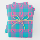 Thyroid Cancer Awareness Plaid Teal Ribbon Geschenkpapier Set