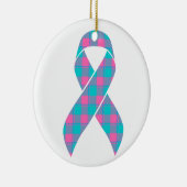 Thyroid Cancer Awareness Plaid Teal Ribbon Keramik Ornament (Rechts)