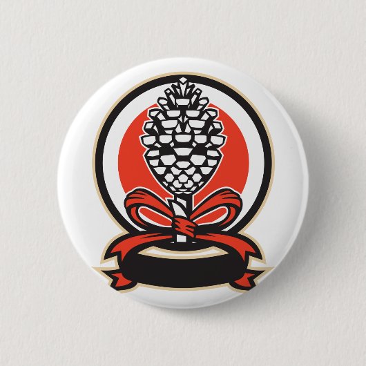 Thyrsus Kiefern-Kegel-Personal verlässt Retro Button (Vorderseite)