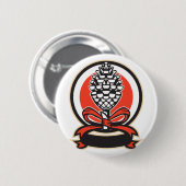 Thyrsus Kiefern-Kegel-Personal verlässt Retro Button (Vorne & Hinten)