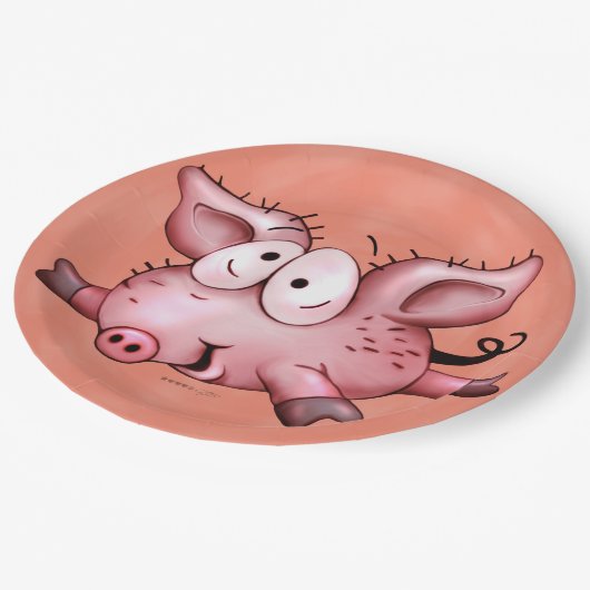 Ti-Schwein PLATTE 9 ZOLL orange Pappteller (Schrägansicht)