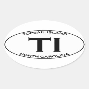 TI - Topsail Insel-North Carolina Ovaler Aufkleber